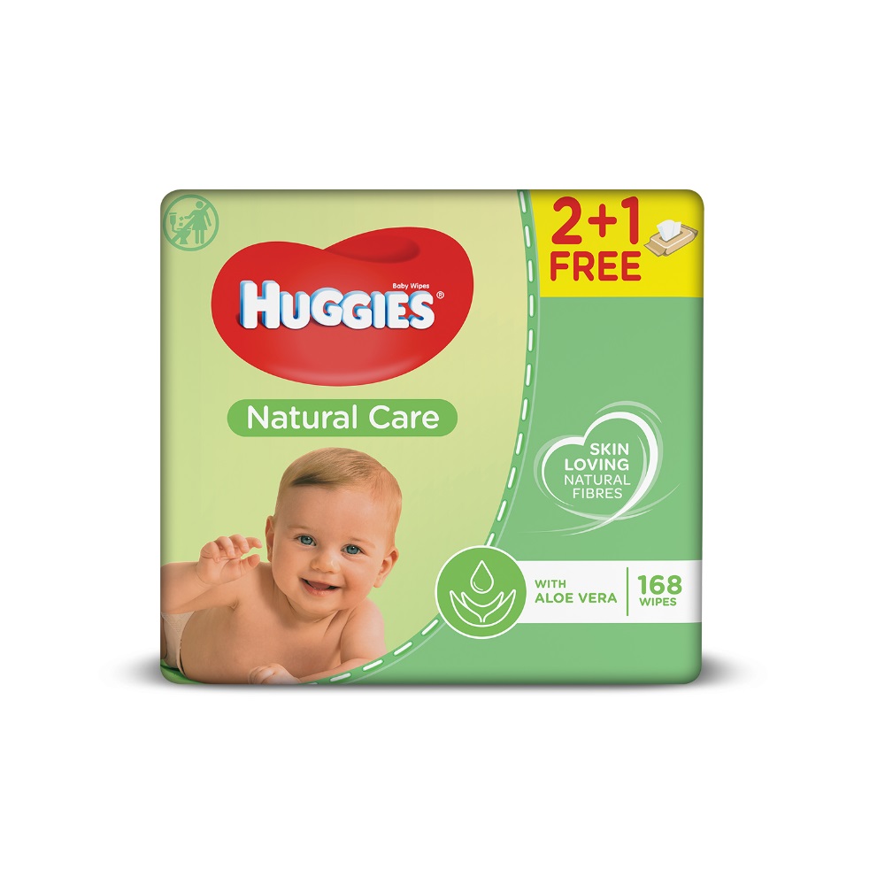 Huggies Natural Care 2+1 Chusteczki nawilżane 3×56 szt.