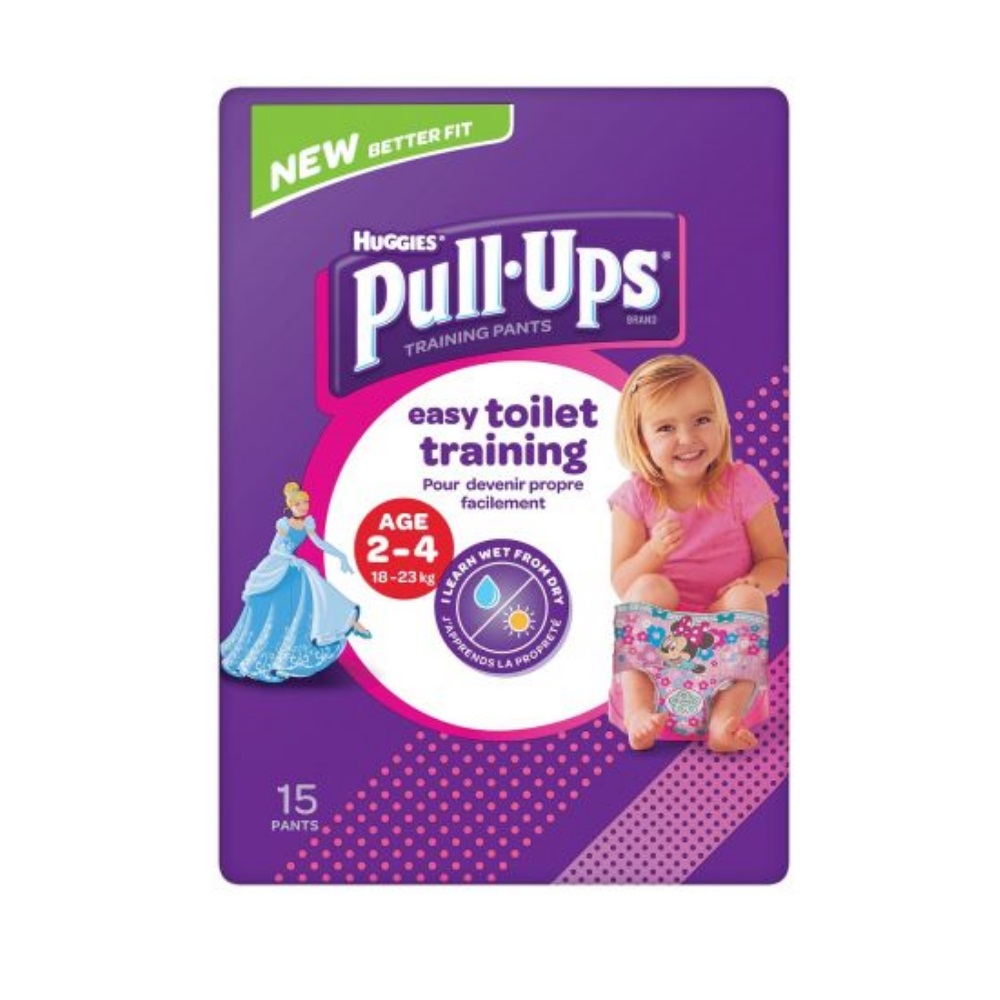 Huggies Pull-Ups Girl 2-4 lata (15-23 kg) Pieluchomajtki 15 szt.