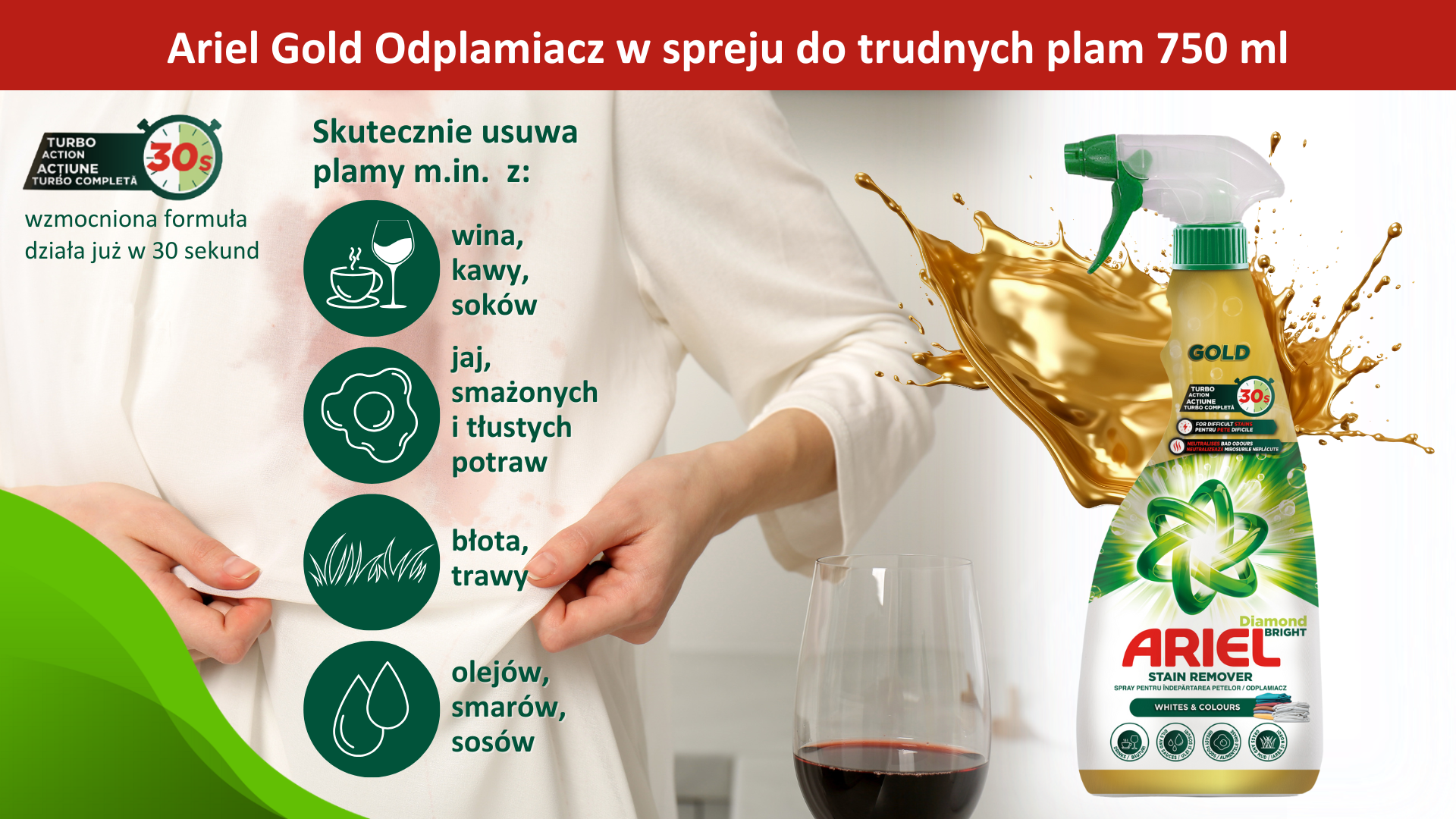 Ariel Gold Odplamiacz w spreju do trudnych plam 750 ml