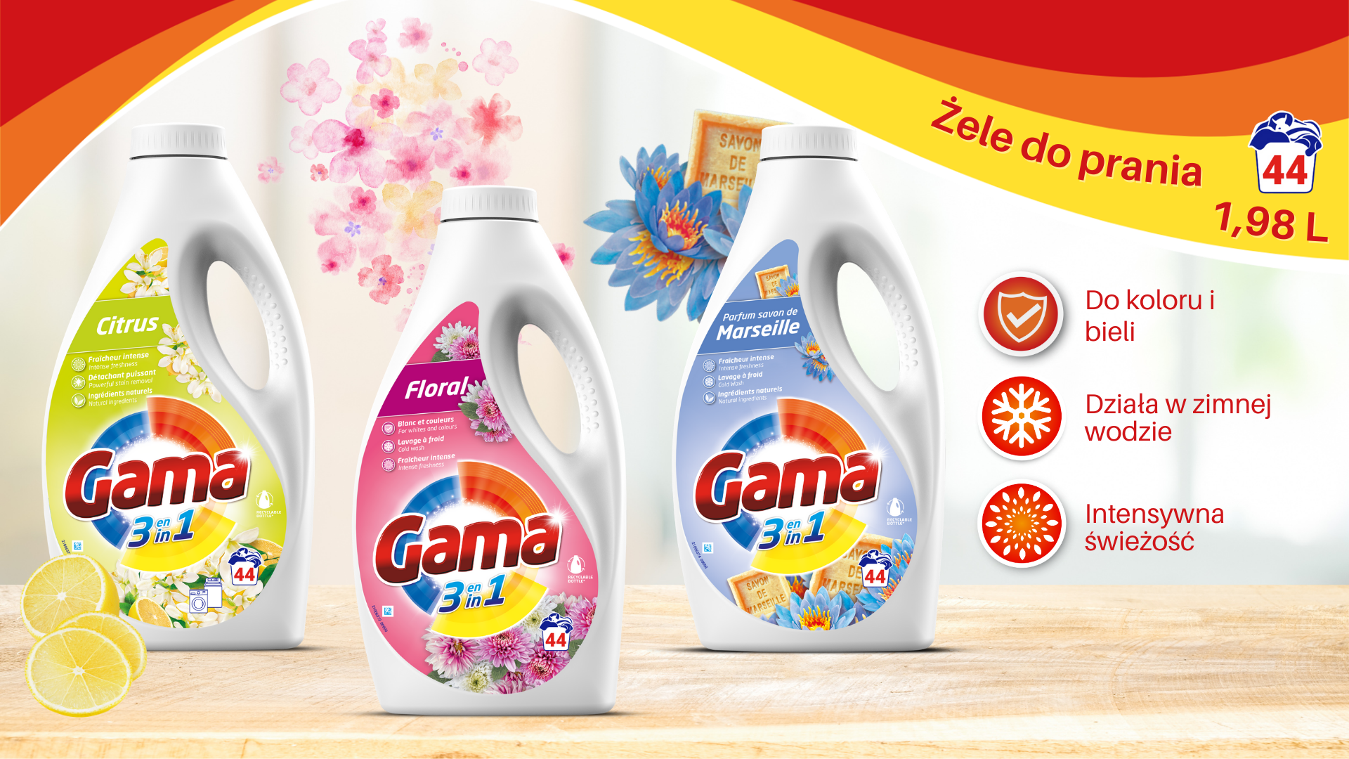 Gama żele do prania 1,98 L