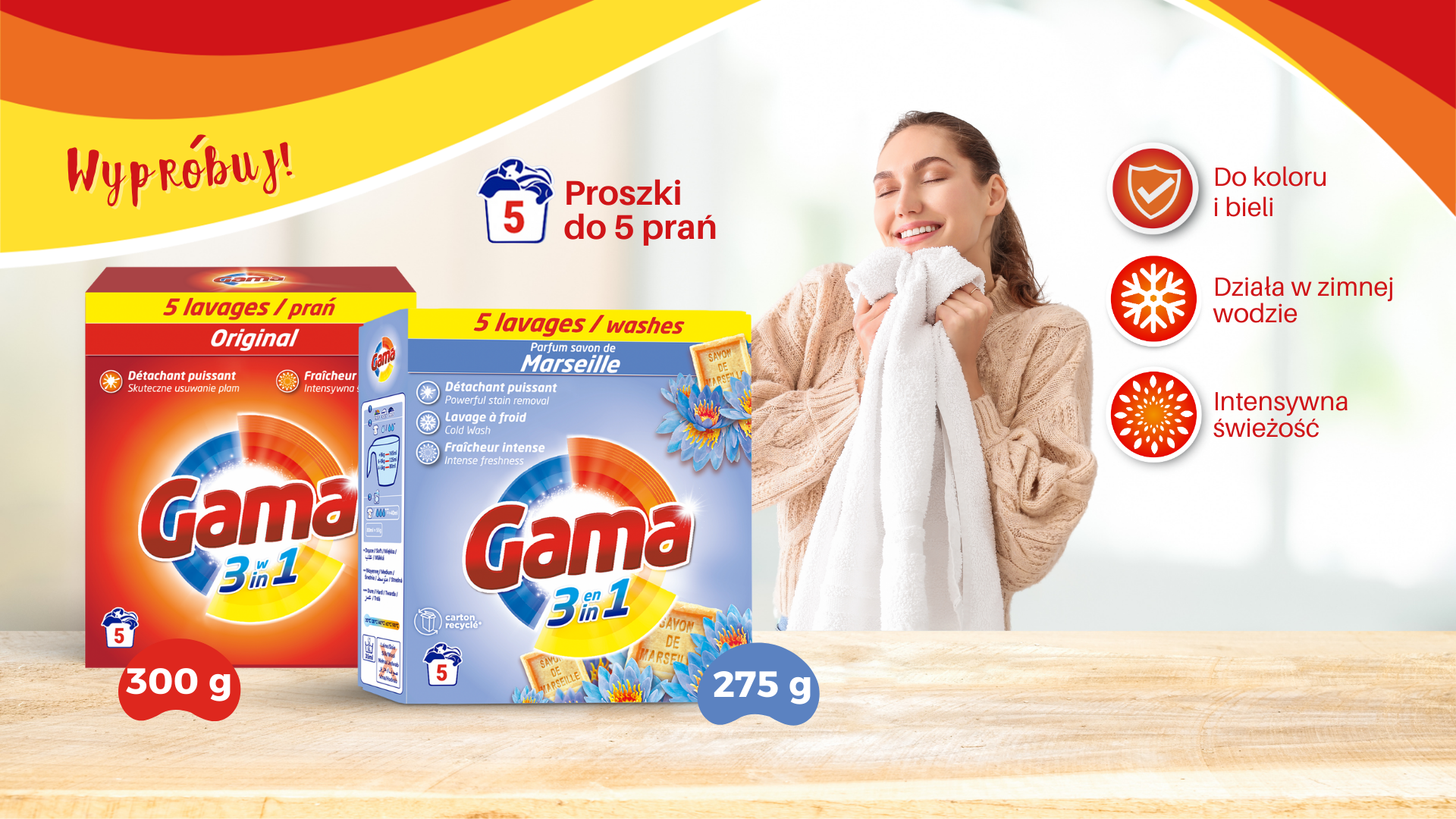 Gama małe proszki do prania 5 prań